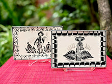 Catrina Catrin Wave Rectangular Tray 7.9 X 5.3" Set of 2 Black and White