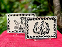 Catrina Catrin Wave Rectangular Tray 7.9 X 5.3" Set of 2 Black and White