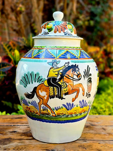 CowBoy Rodeo Vase w/Lid Traditional MultiColors