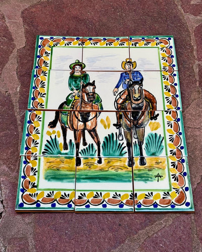 CowGirl Cowboys Couple - Mural 12 tiles MultiColors