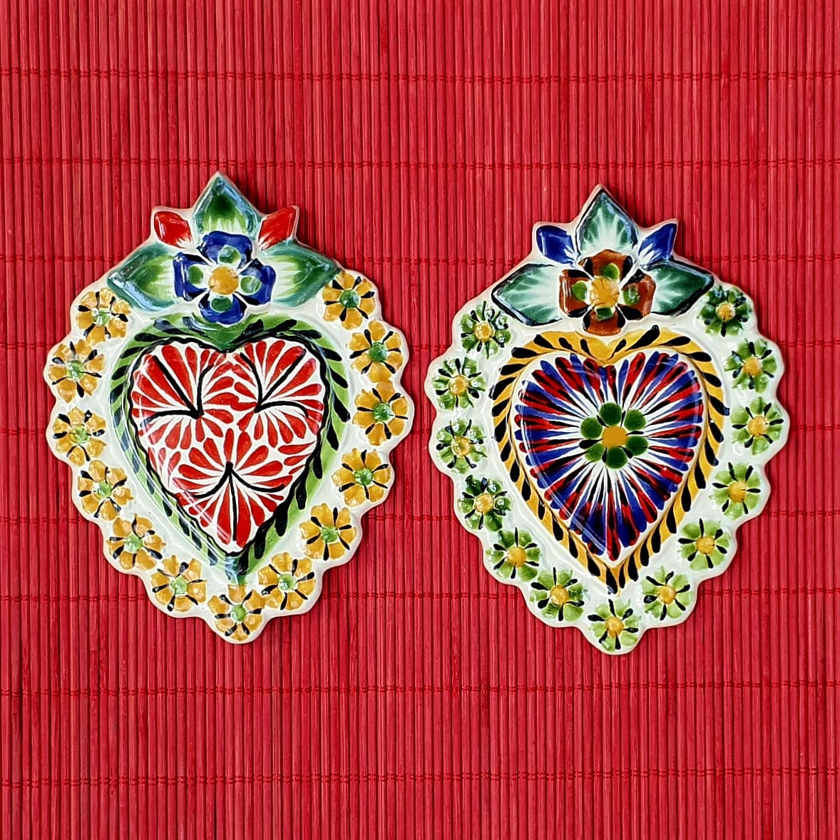 Ornament Flower Heart Flat Set of 2 MultiColors