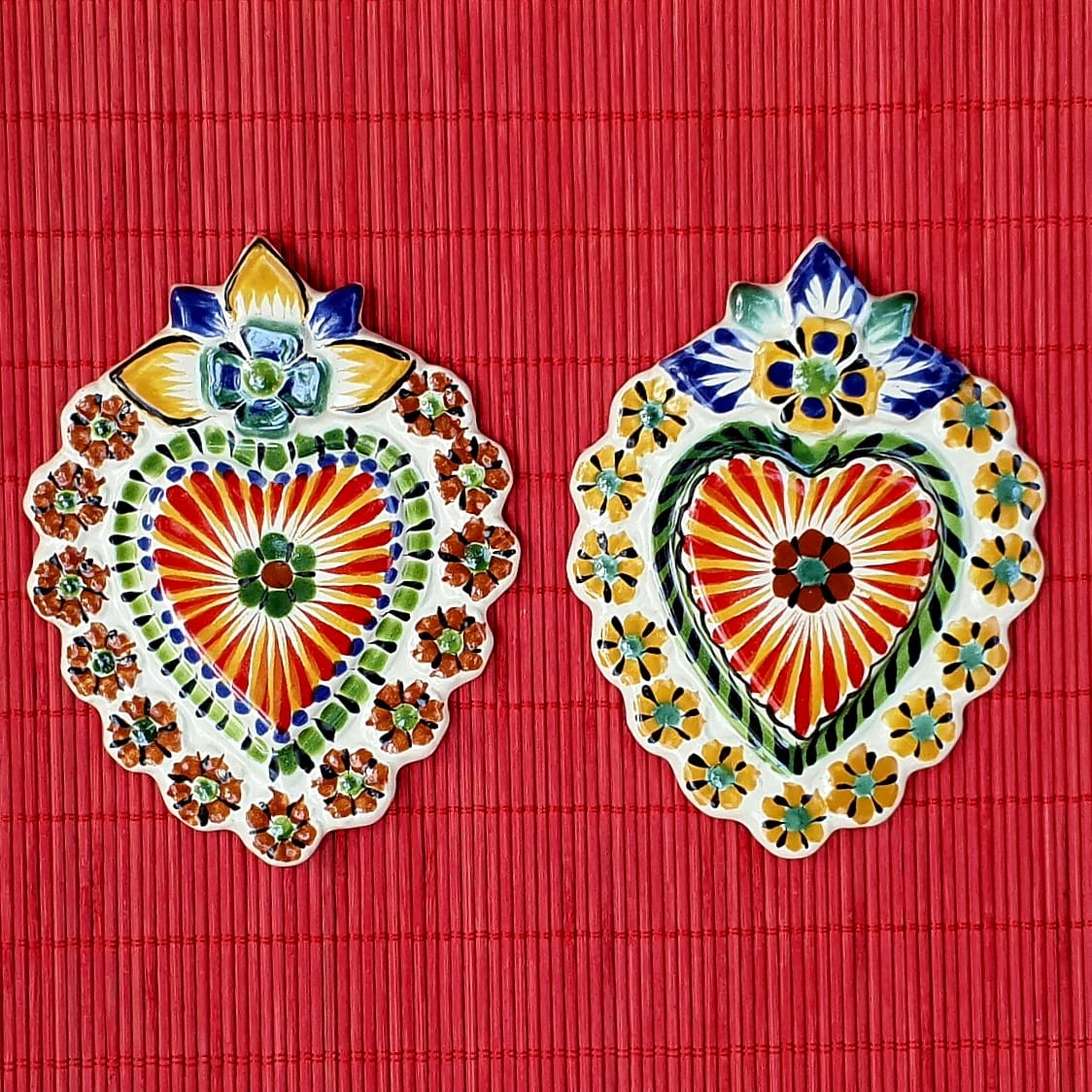 Ornament Flower Heart Flat Set of 2 MultiColors