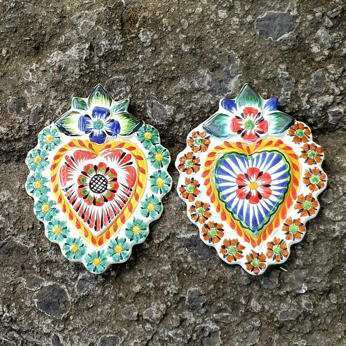 Ornament Flower Heart Flat Set of 2 MultiColors
