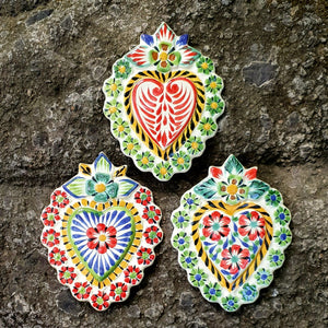 Ornament Flower Heart Flat Set of 3 MultiColors