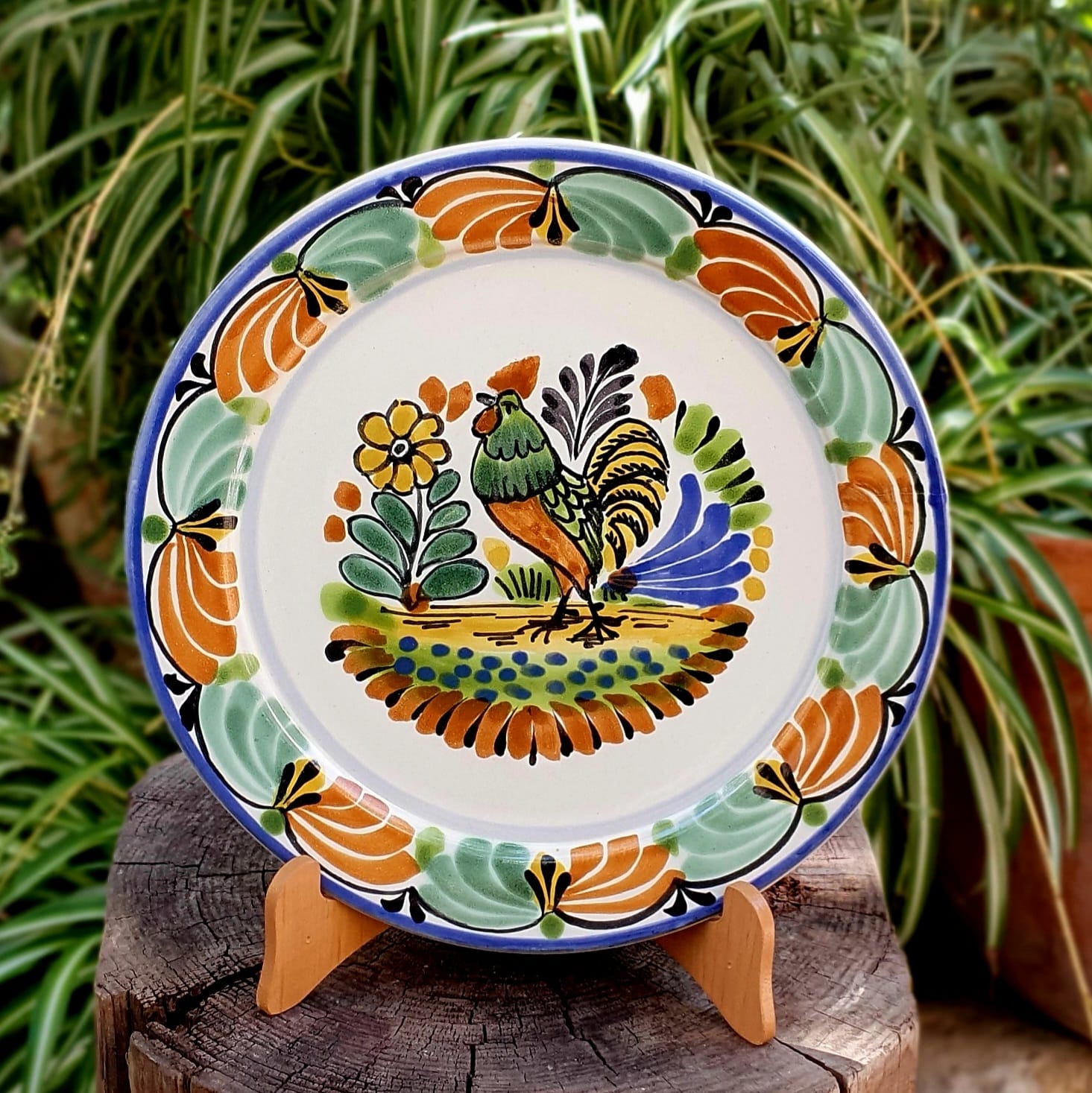 Mexican Plates designs Rooster MultiColors Ceramics Mayolica