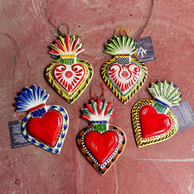 Ornament Sacred Heart Flat Set of 5 MultiColors