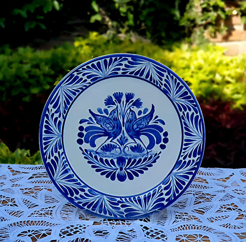 Love Birds Plate Blue and White