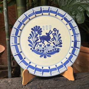 Rabbit Plate Blue and White