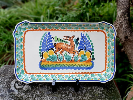 Deer Tray / Serving Rectangular Platter 16.9"x10.6" MultiColors