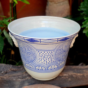 Special Flower Pot 14.6 in H Morisco Pattern Blue and White