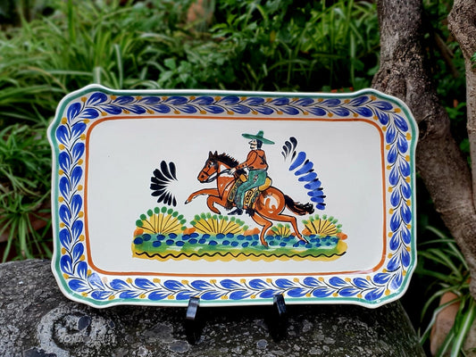 CowBoy Tray Rectangular Platter 16.9"x10.6" MultiColors