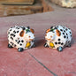 Cow Round Salt and Pepper Shaker Set Points Black