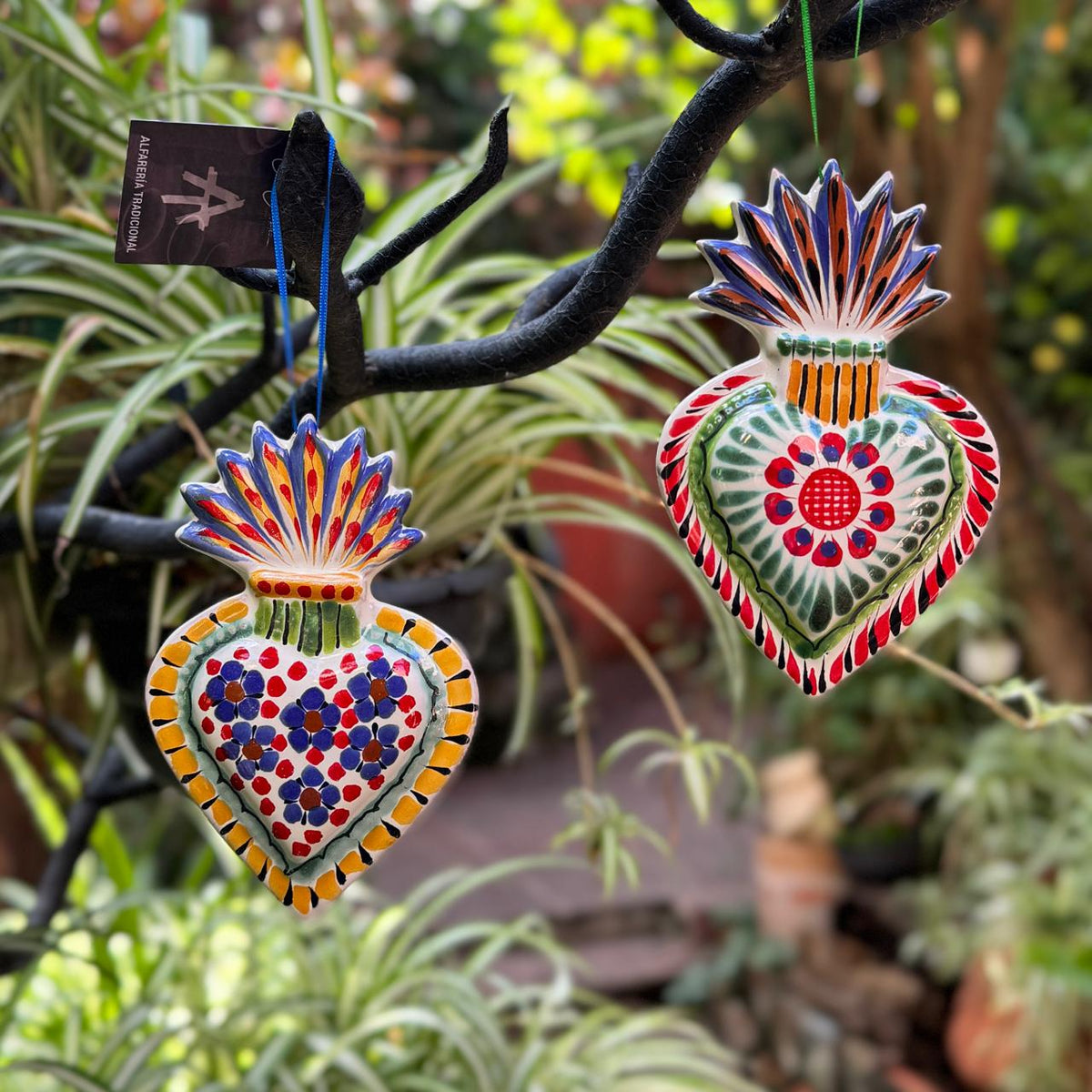 Ornament Sacred Heart Flat Set of 2 MultiColors