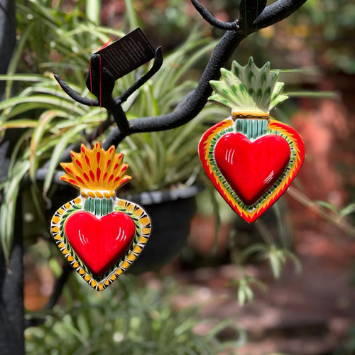Ornament Sacred Heart Flat Set of 2 MultiColors