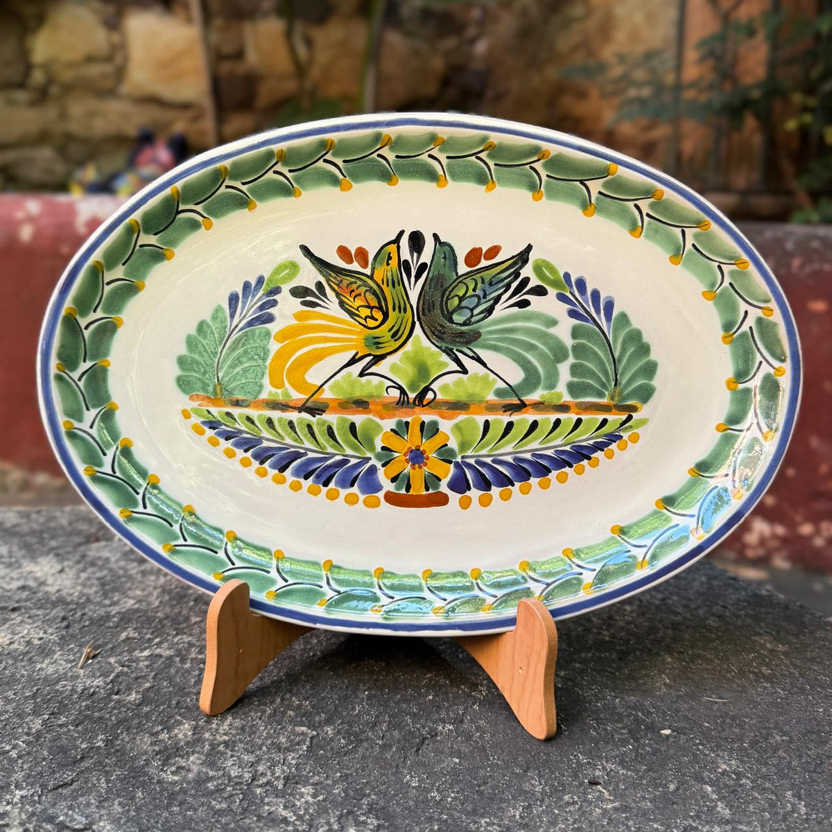 Love Birds Oval Plate 12x8" MultiColors