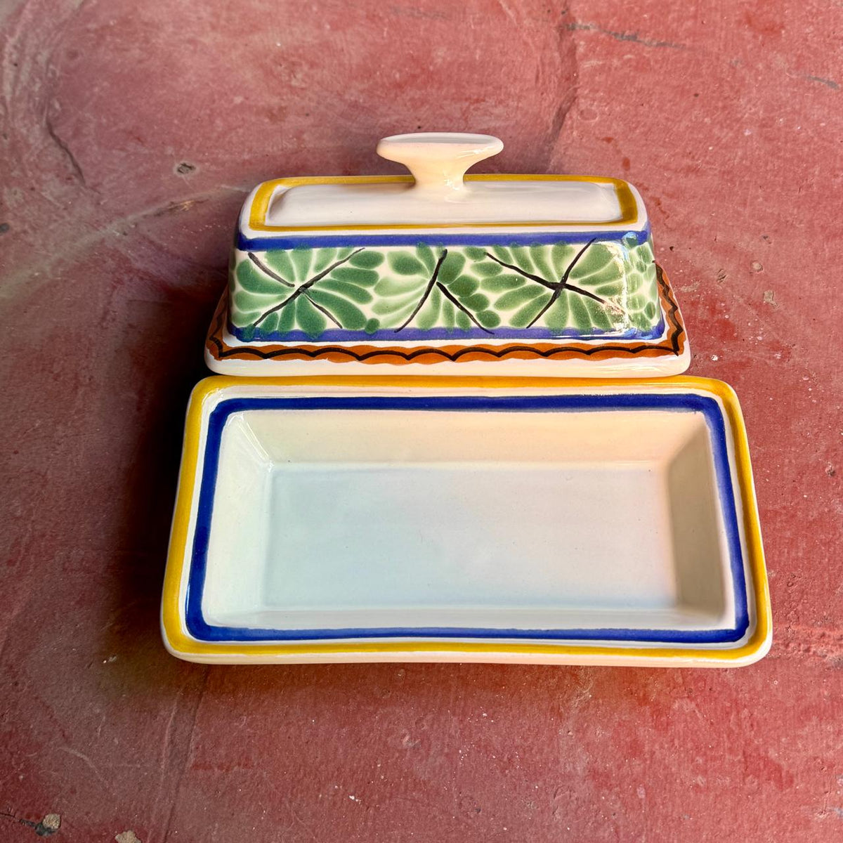 Butter Dish Green-Yellow Colors