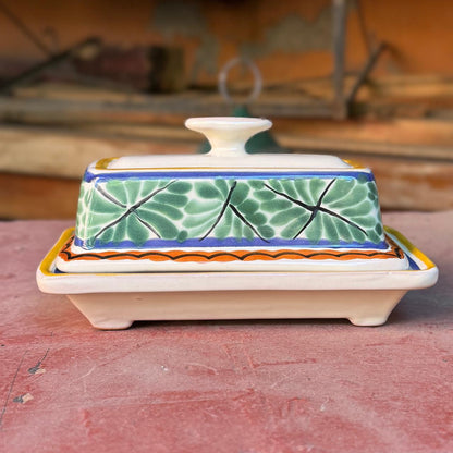 Butter Dish Green-Yellow Colors