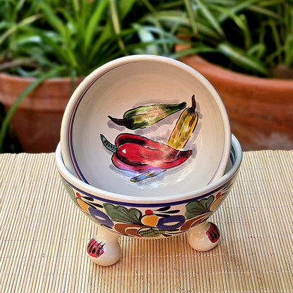 Chiles Molcajete Bowl Set of 2 Traditional Border