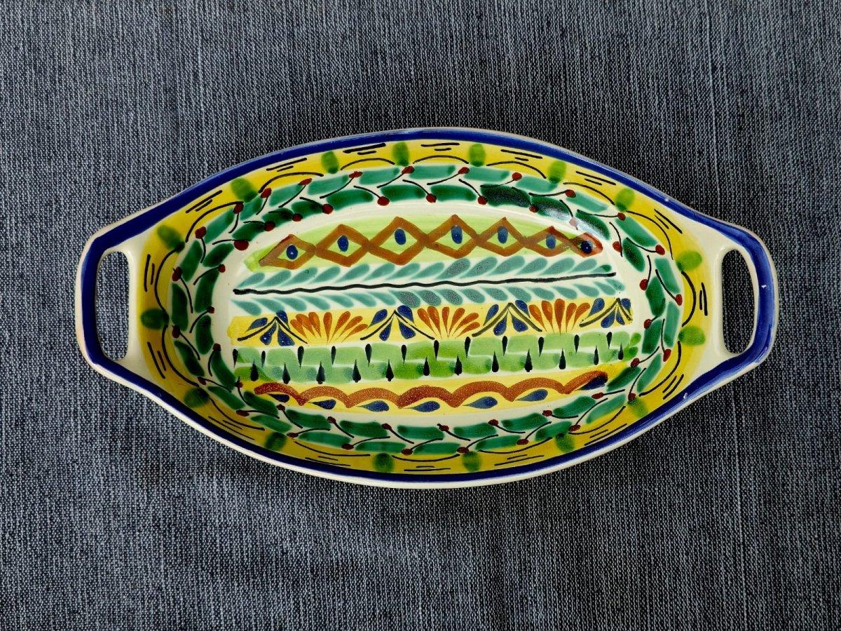 Oval Bowl with handles / Serving Piece Happy BorderSalad BowlGorky Gonzalez Store240810 - 05