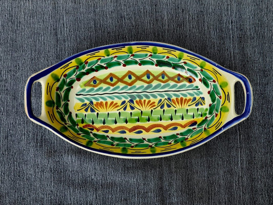 Oval Bowl with handles / Serving Piece Happy BorderSalad BowlGorky Gonzalez Store240810 - 05