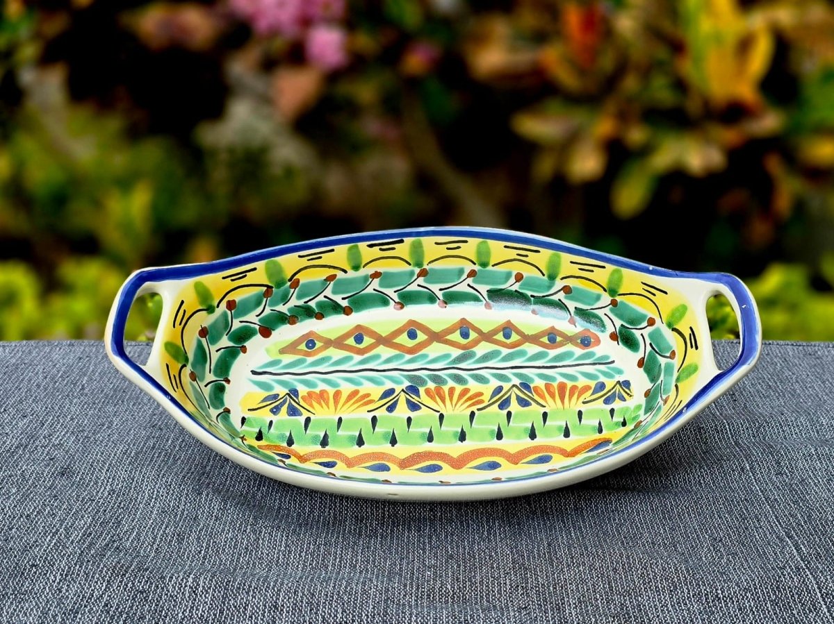 Oval Bowl with handles / Serving Piece Happy BorderSalad BowlGorky Gonzalez Store240810 - 05