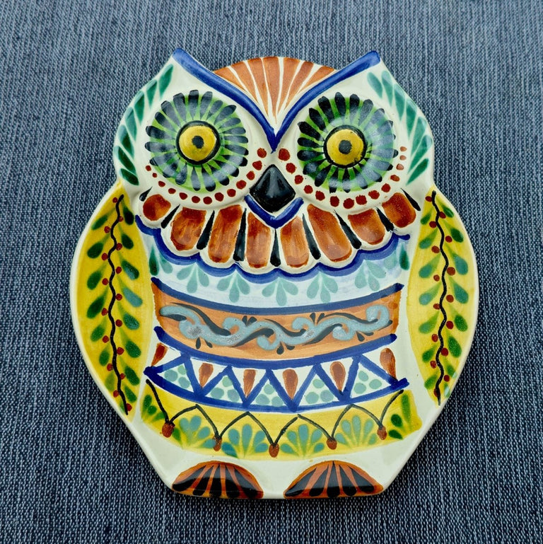Owl Dish Plate / Snack Dish Pottery Ceramic handcrafts Mexico