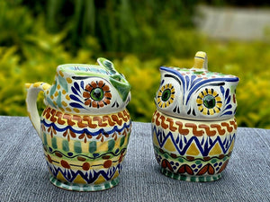 Juego de 2 tazas de azúcar y crema Owl, multicolores 