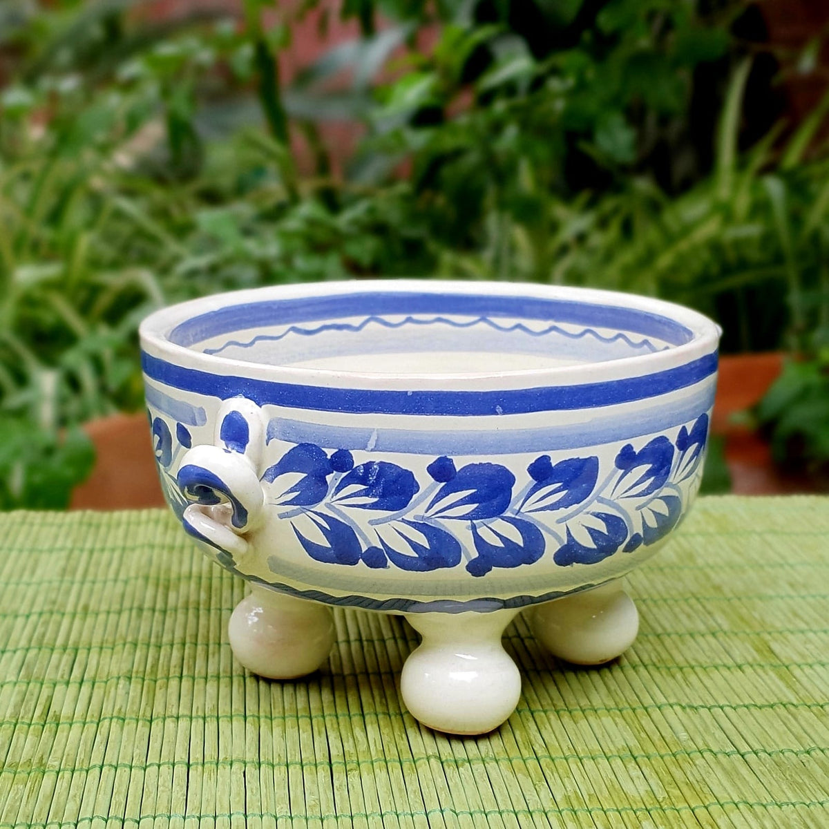Pig Molcajete Bowl Blue and White