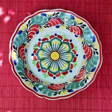 Flower Pattern painted on Flower Shape Bowl Christmas Colors