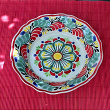 Flower Pattern painted on Flower Shape Bowl Christmas Colors