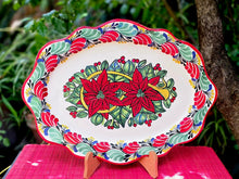 Set of Gravy Suacer & Butter Dish and Cut oval Tray / Platter - Christmas Colors