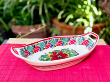 Poinsettia Set of Rectangular Long, salad bowl, rectangular Tray/plate Christmas Colors (Copia)