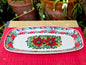 Poinsettia Rectangular Long Platter 14.6 X 7.1 in Christmas Colors