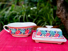 Set of Gravy Suacer & Butter Dish Christmas Colors