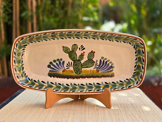 Prickly Pear Rectangular Long Platter 14.6 X 7.1 in MultiColors