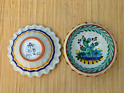 Prickly pear Flower Shape Mini Snack Bowl 5 in D - Set of 2 - MultiColors