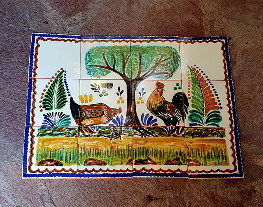Rooster Mural 12 tiles Mu2ltiColors