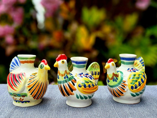 Rooster and two Hen Candle Holder 4.3 in H Set of 3 - Happy BordersCandle HolderGorky Gonzalez Store240814 - 18