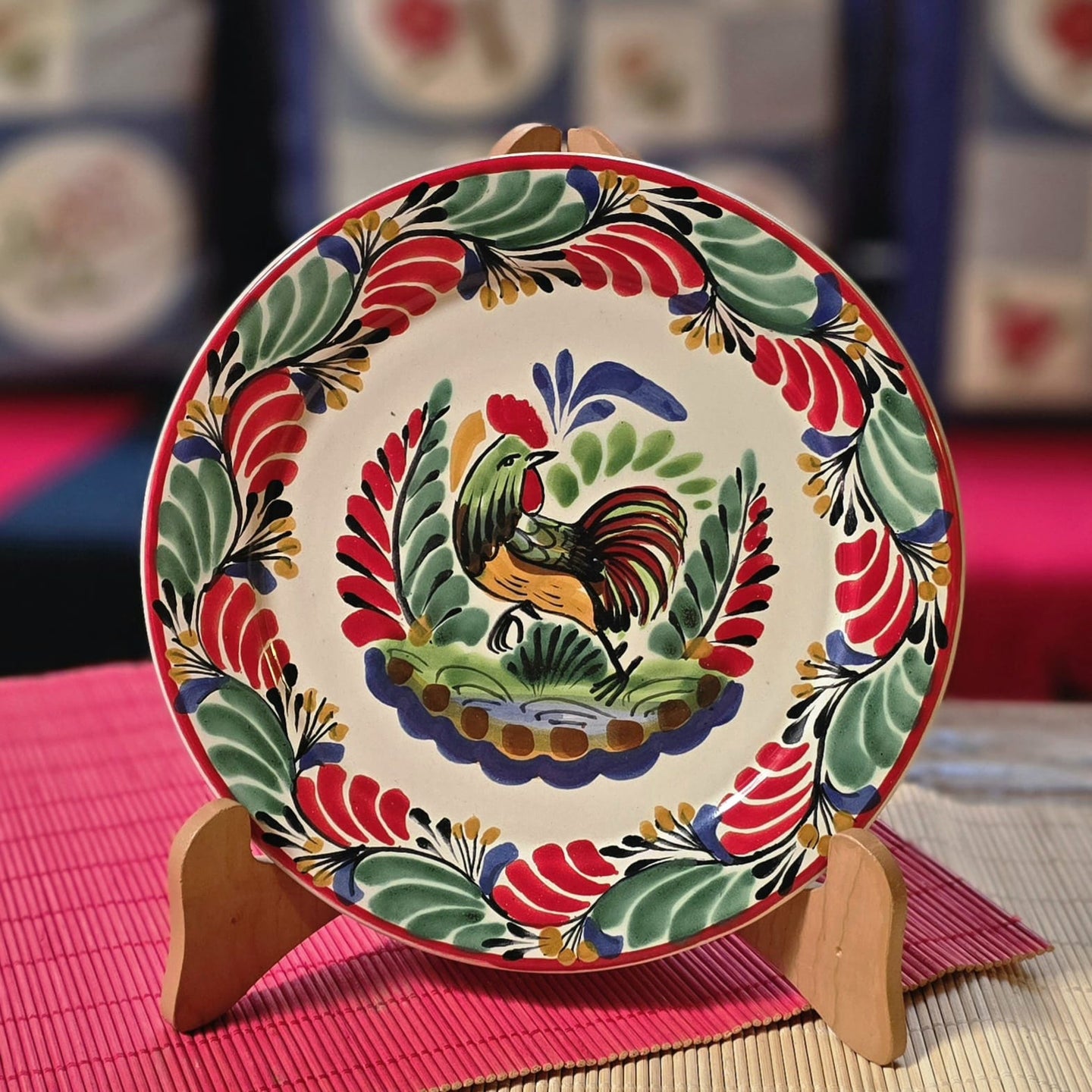 Rooster Christmas Plate Christmas Colors
