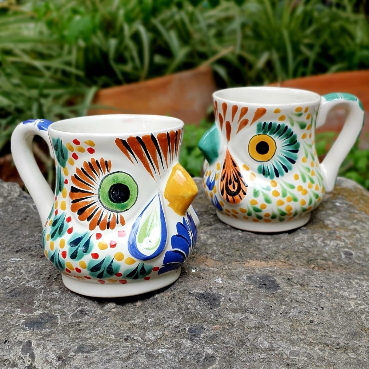 Rooster Coffee Mug 13 oz Set of 2 Multicolor handcrafts ceramic handma