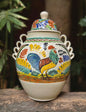 Rooster Decorative Vase Large Gto Jar 16.5" H Traditional Green-Blue-Yellow Colors