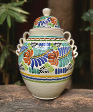 Rooster Decorative Vase Large Gto Jar 16.5" H Traditional Green-Blue-Yellow Colors