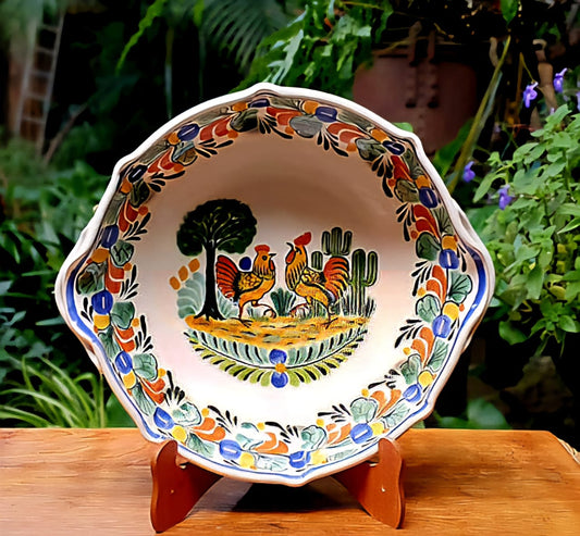 Love Chickens Serving Octagonal Bowl 14" D Traditional MultiColors