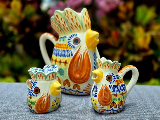 Rooster Set of 3 Happy BordersSugar and Creamer SetGorky Gonzalez Store240820 - 03