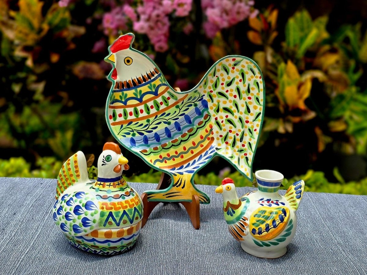Rooster Set 3 pieces crafts Ceramic Mexican art crafts from gto