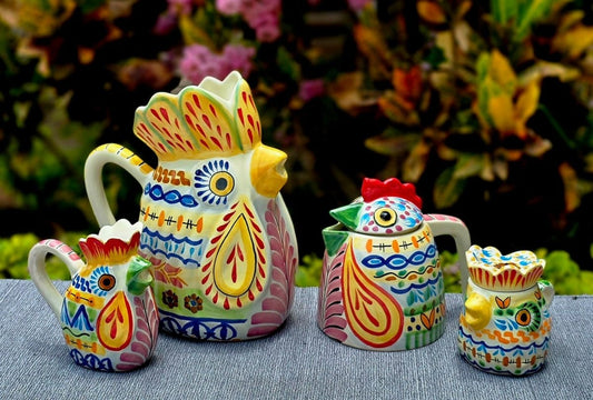 Rooster Set of 4 pieces Happy BordersCreamerGorky Gonzalez Store240820 - 01