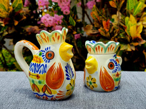 Rooster Sugar & Creamer Set of 2 Happy Borders