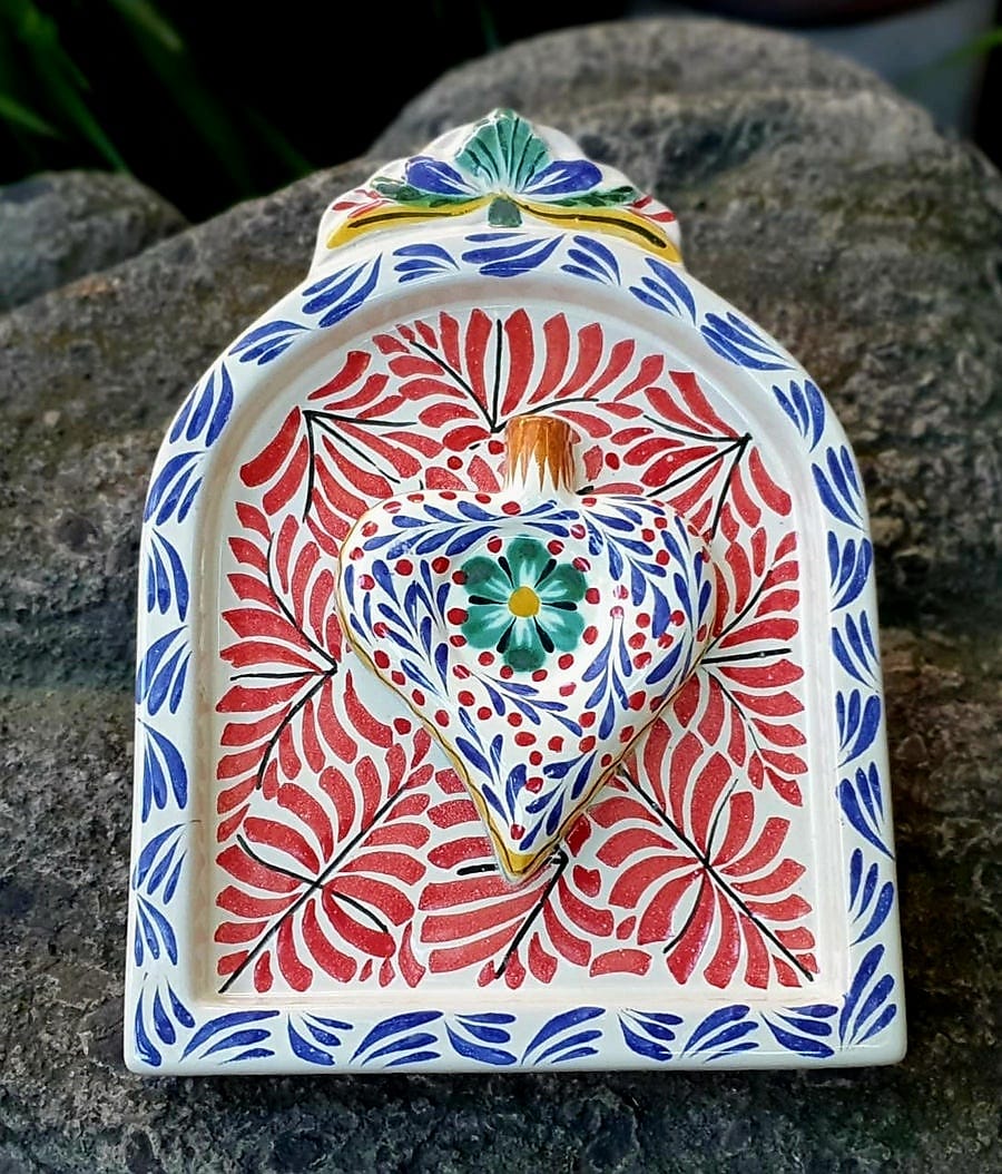 Decorative Heart Altarpiece 8.9" Height MultiColors
