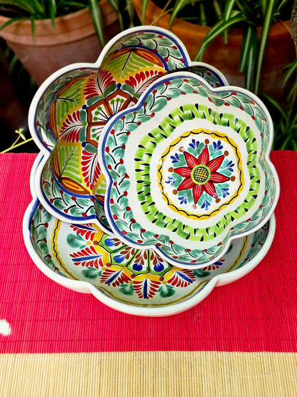 Flower Shape Service Salad Bowl Set of 3 Sizes MultiColors