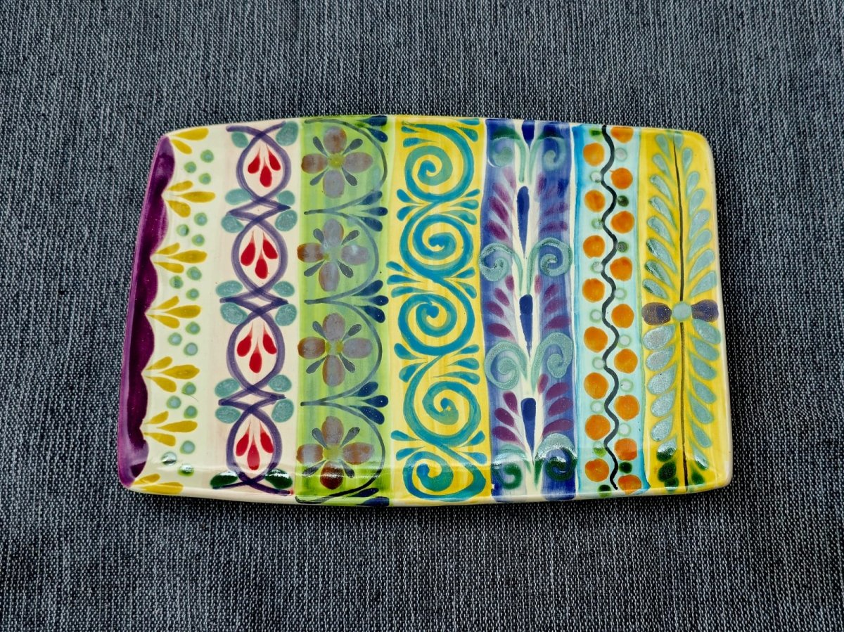 Tray / Rectangular Plate 9.8 X 6.7" Happy BordersTrayGorky Gonzalez Store240823 - 01